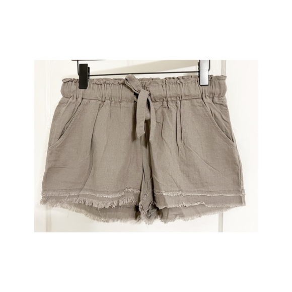 Rewash Gray Trooper Femme Utility Linen Blend High Rise Cut Off Shorts Size M - Picture 2 of 5